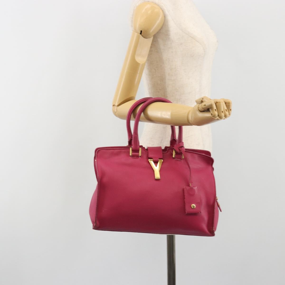 SAINT LAURENT Y Line Hand Bag Leather Pink Gold 311210 Auth 192291
