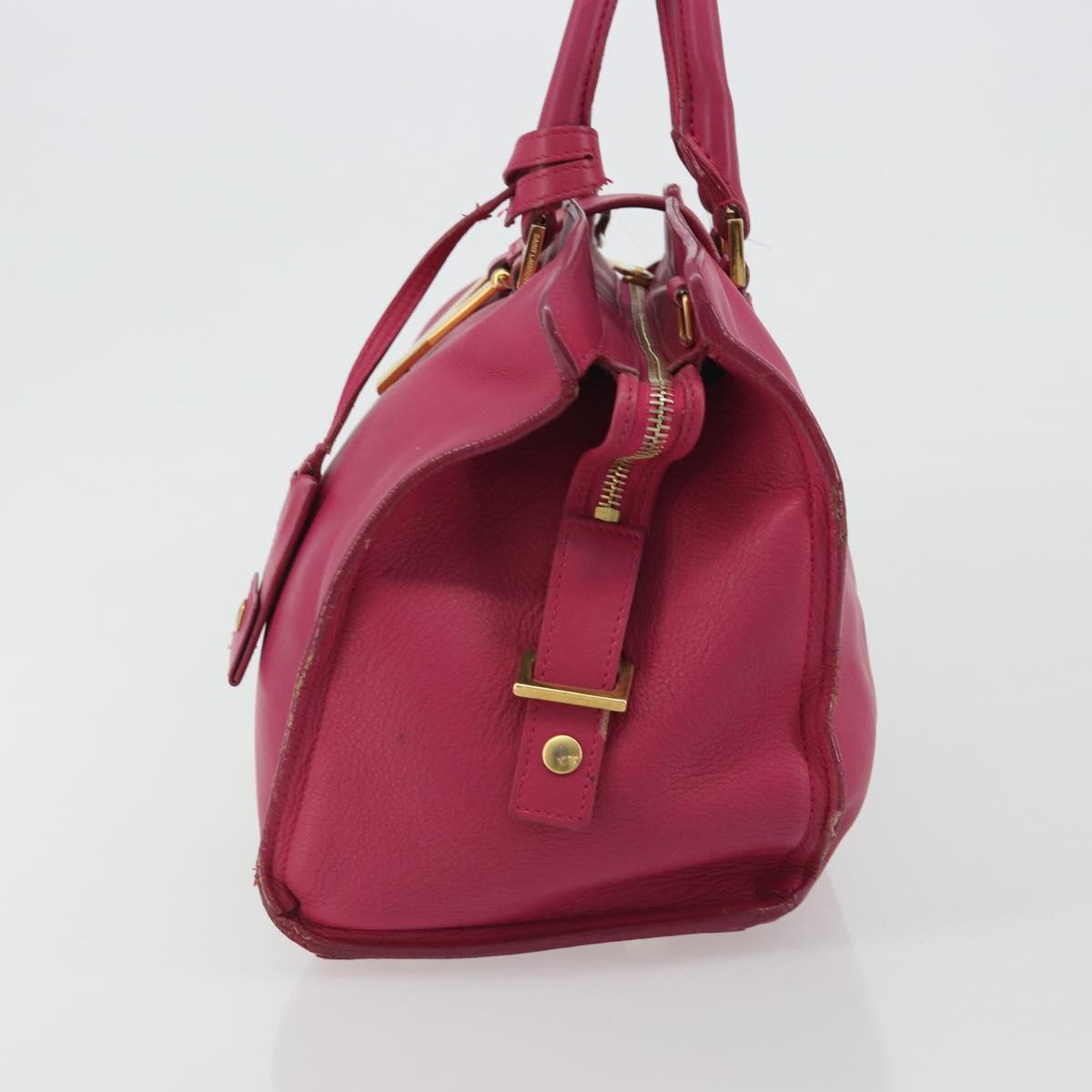 SAINT LAURENT Y Line Hand Bag Leather Pink Gold 311210 Auth 192291
