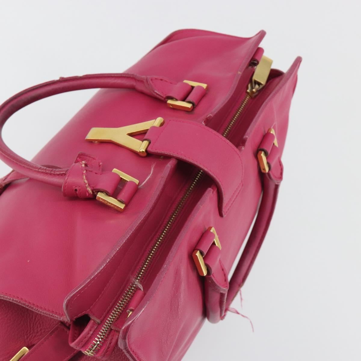 SAINT LAURENT Y Line Hand Bag Leather Pink Gold 311210 Auth 192291