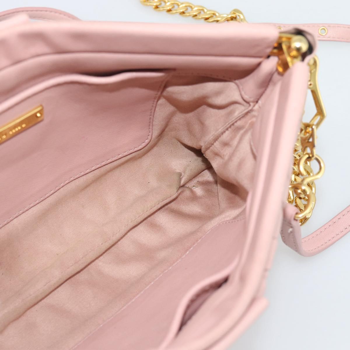Miu Miu Matelasse Chain Shoulder Bag Leather 2way Pink Gold Auth 192292A