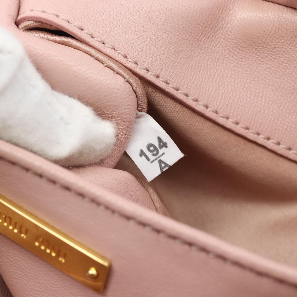 Miu Miu Matelasse Chain Shoulder Bag Leather 2way Pink Gold Auth 192292A