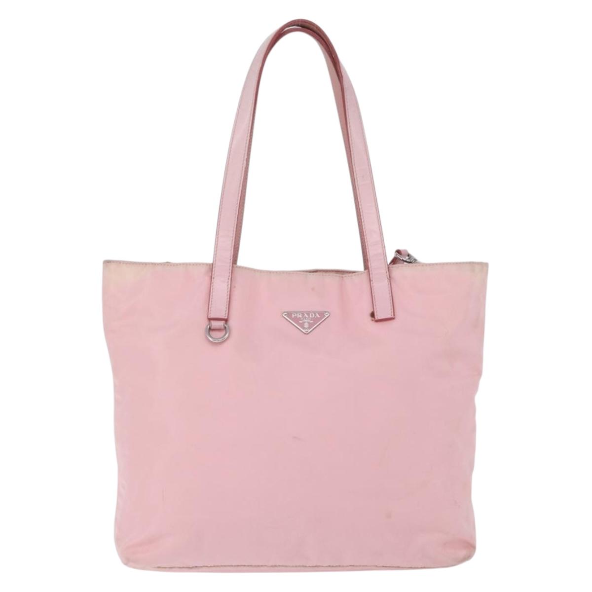 PRADA Tote Bag Nylon 2way Pink Silver Auth 192294