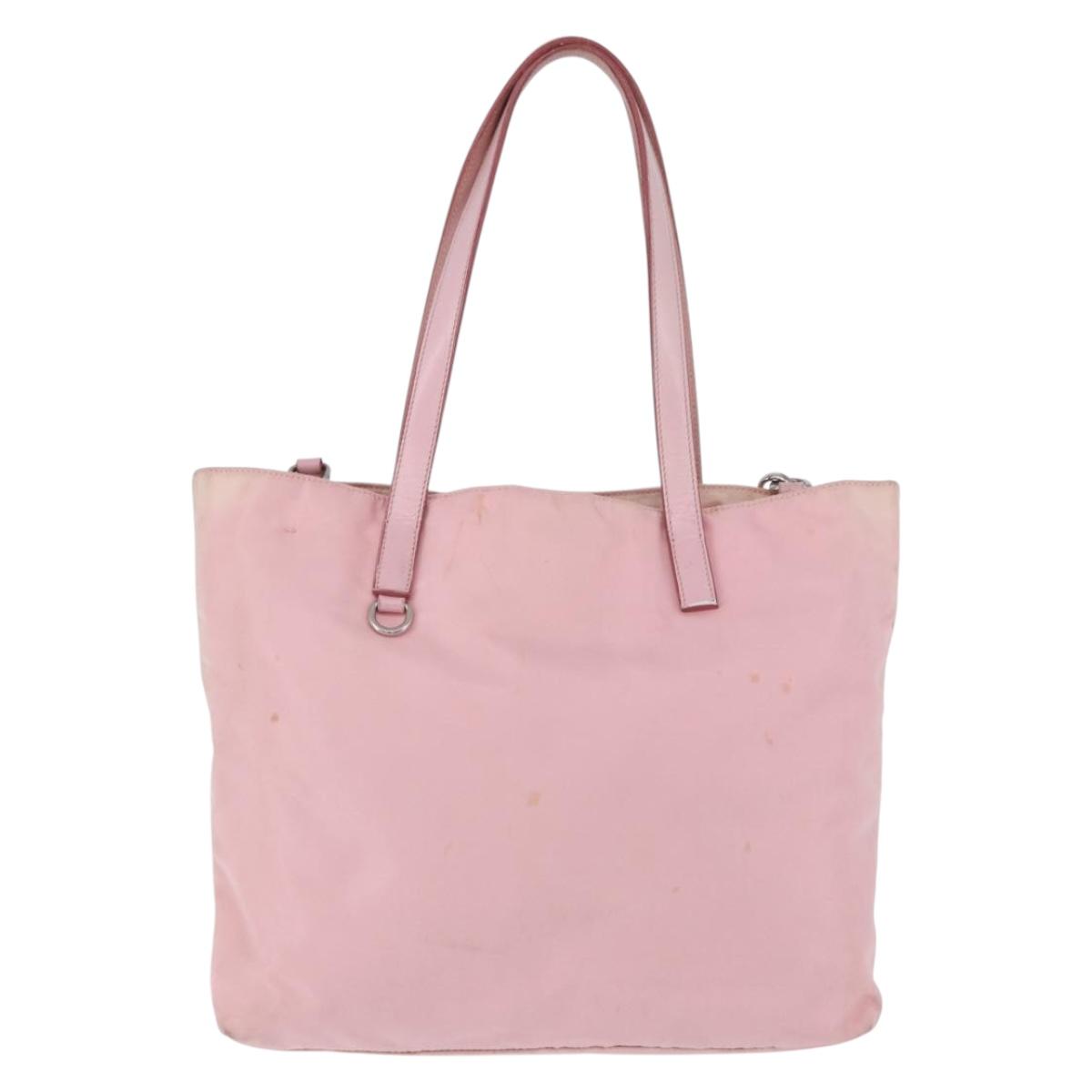 PRADA Tote Bag Nylon 2way Pink Silver Auth 192294