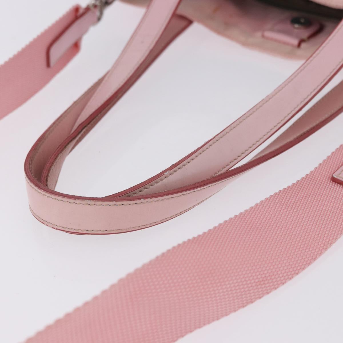 PRADA Tote Bag Nylon 2way Pink Silver Auth 192294