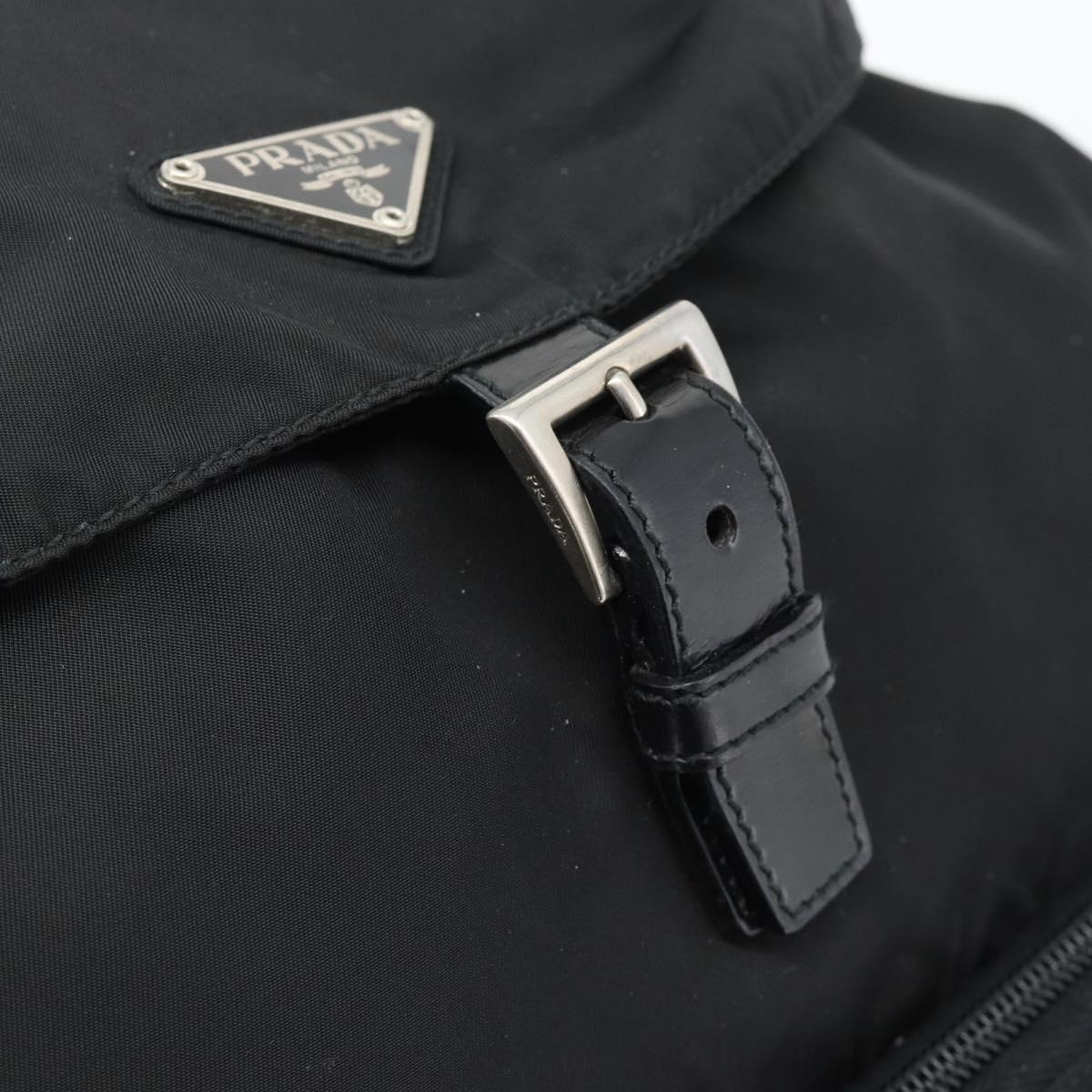 PRADA Nylon Backpack Black Silver Auth 192295A