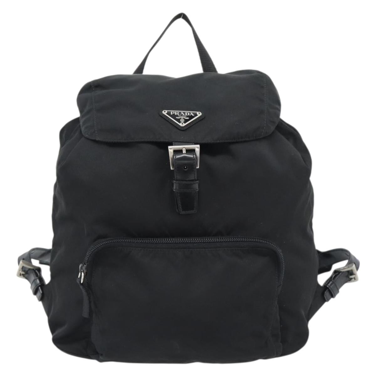PRADA Nylon Backpack Black Silver Auth 192295A