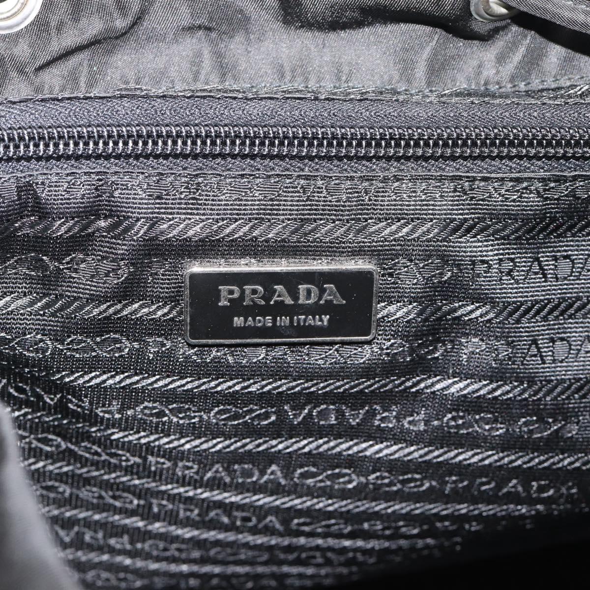 PRADA Nylon Backpack Black Silver Auth 192295A