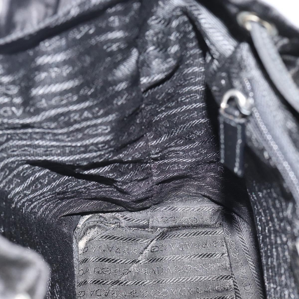 PRADA Nylon Backpack Black Silver Auth 192295A