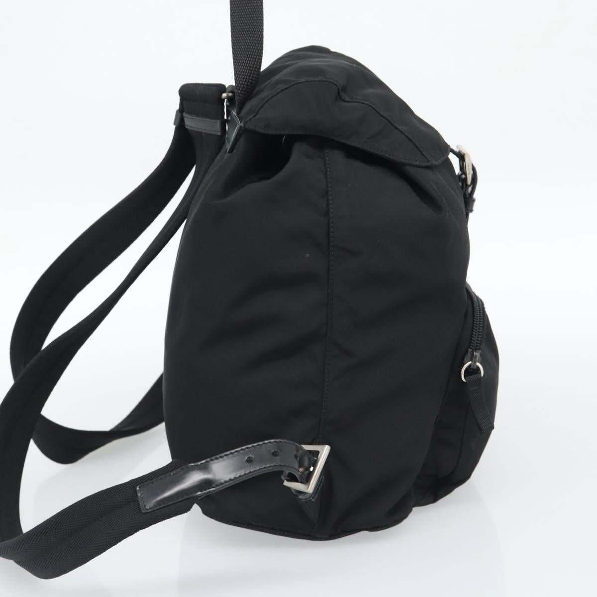 PRADA Nylon Backpack Black Silver Auth 192295A