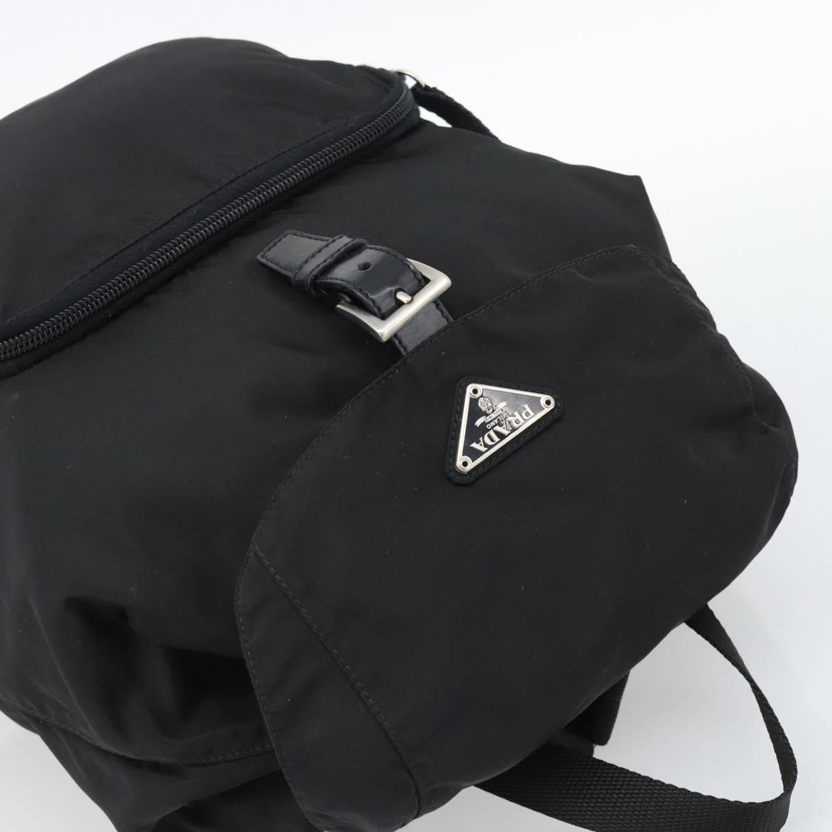 PRADA Nylon Backpack Black Silver Auth 192295A