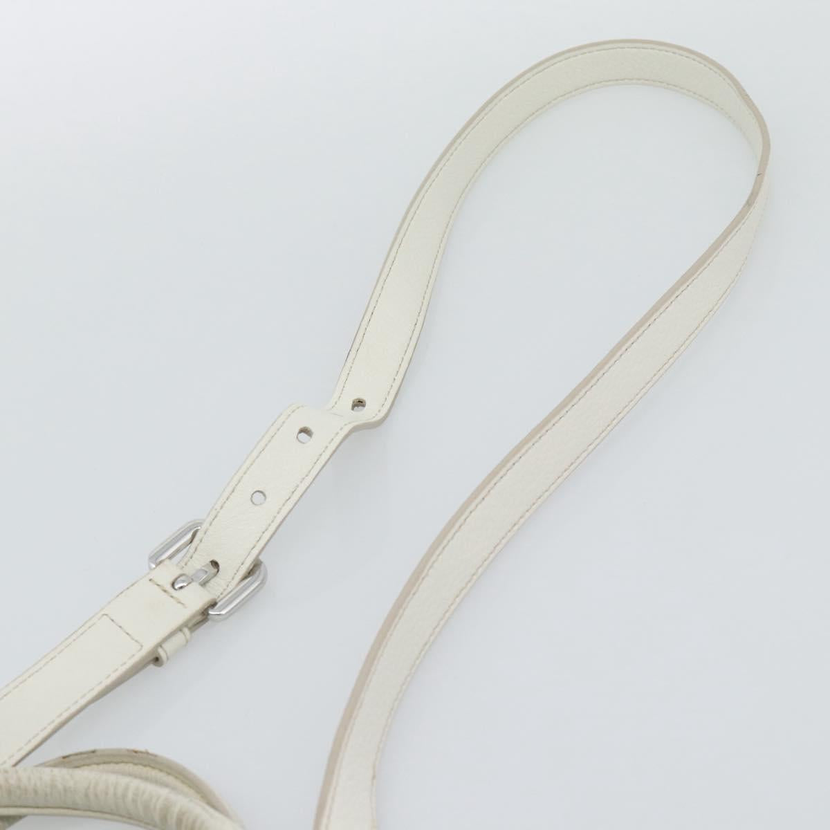 PRADA Hand Bag Vittero Dino Leather 2way White Silver Auth 192296V