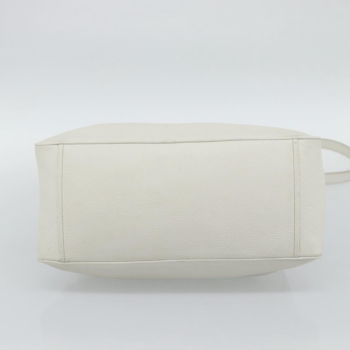 PRADA Hand Bag Vittero Dino Leather 2way White Silver Auth 192296V
