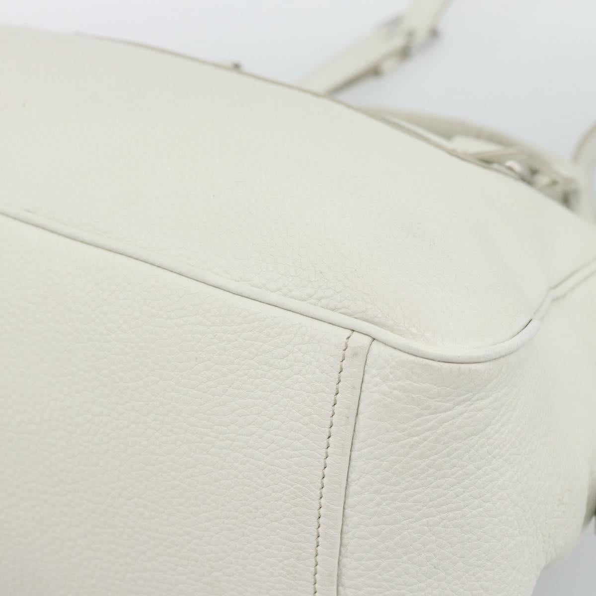 PRADA Hand Bag Vittero Dino Leather 2way White Silver Auth 192296V