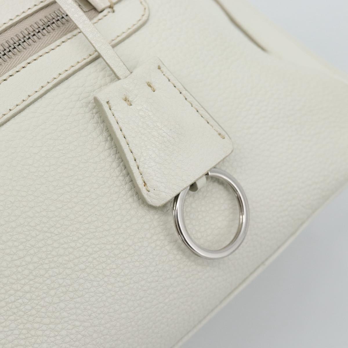 PRADA Hand Bag Vittero Dino Leather 2way White Silver Auth 192296V