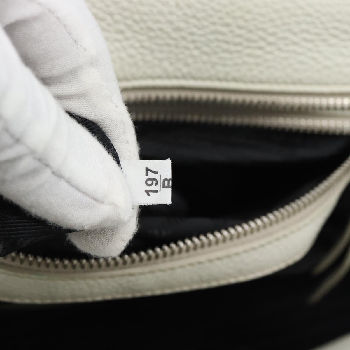PRADA Hand Bag Vittero Dino Leather 2way White Silver Auth 192296V