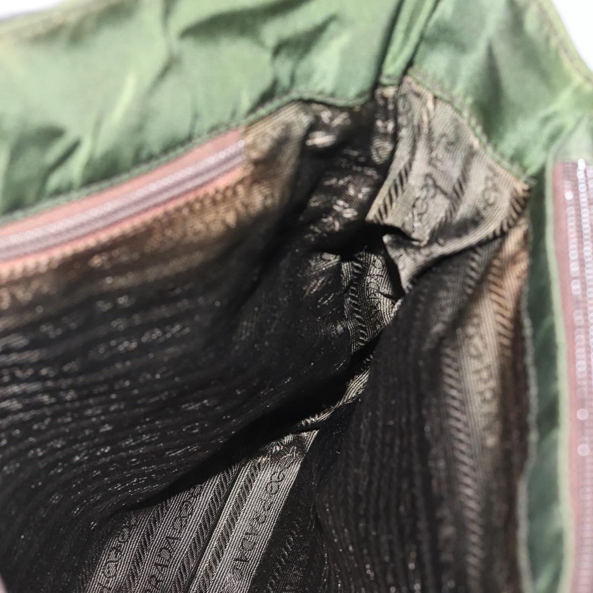 PRADA Plastic Chain Tote Bag Nylon Green Auth 192297