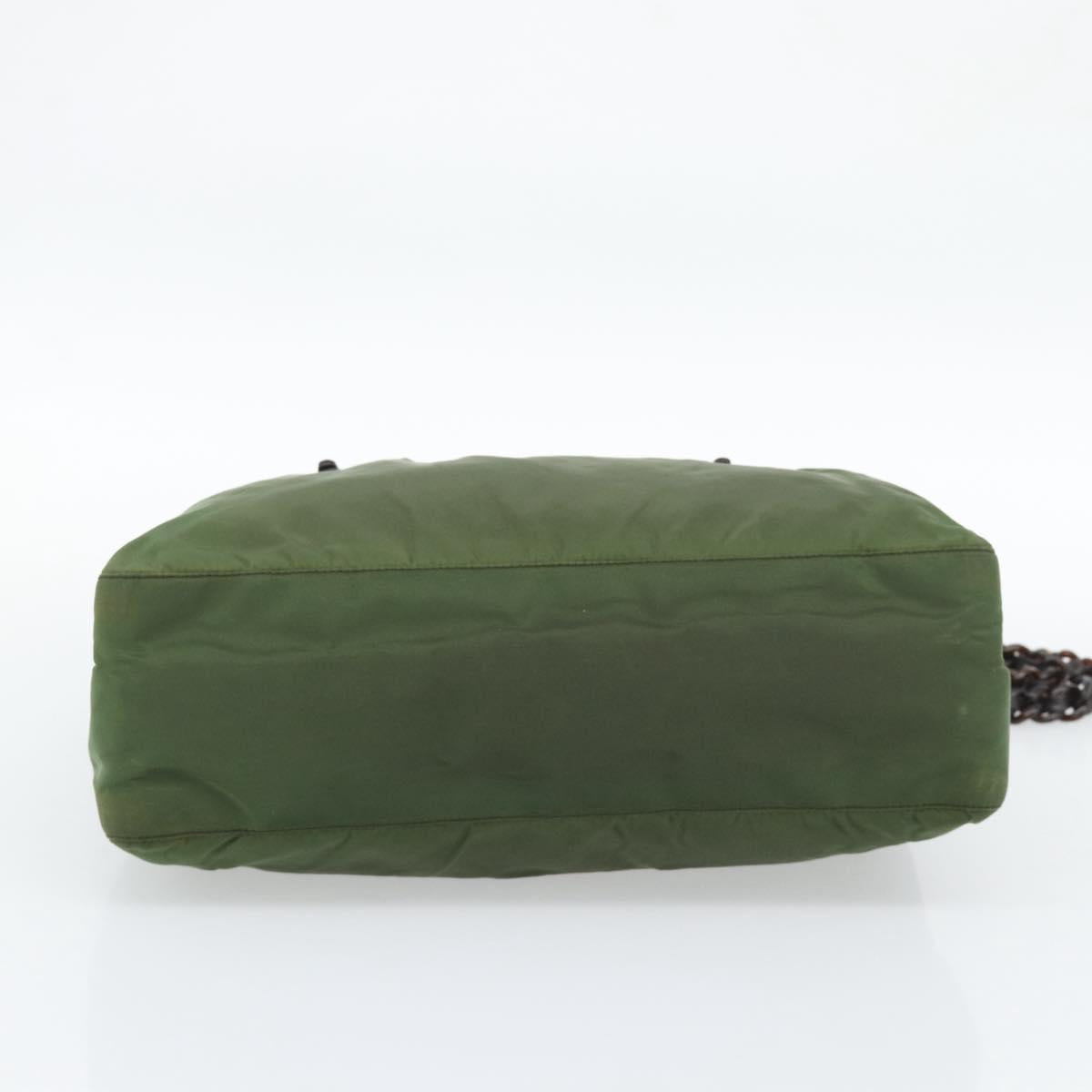 PRADA Plastic Chain Tote Bag Nylon Green Auth 192297