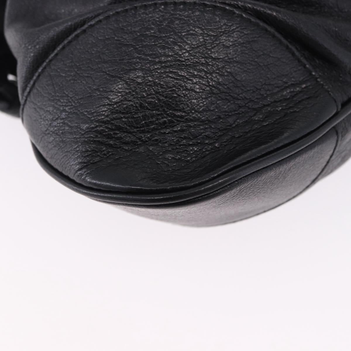 Salvatore Ferragamo Gancini Hand Bag Leather Black Silver Auth 192300A