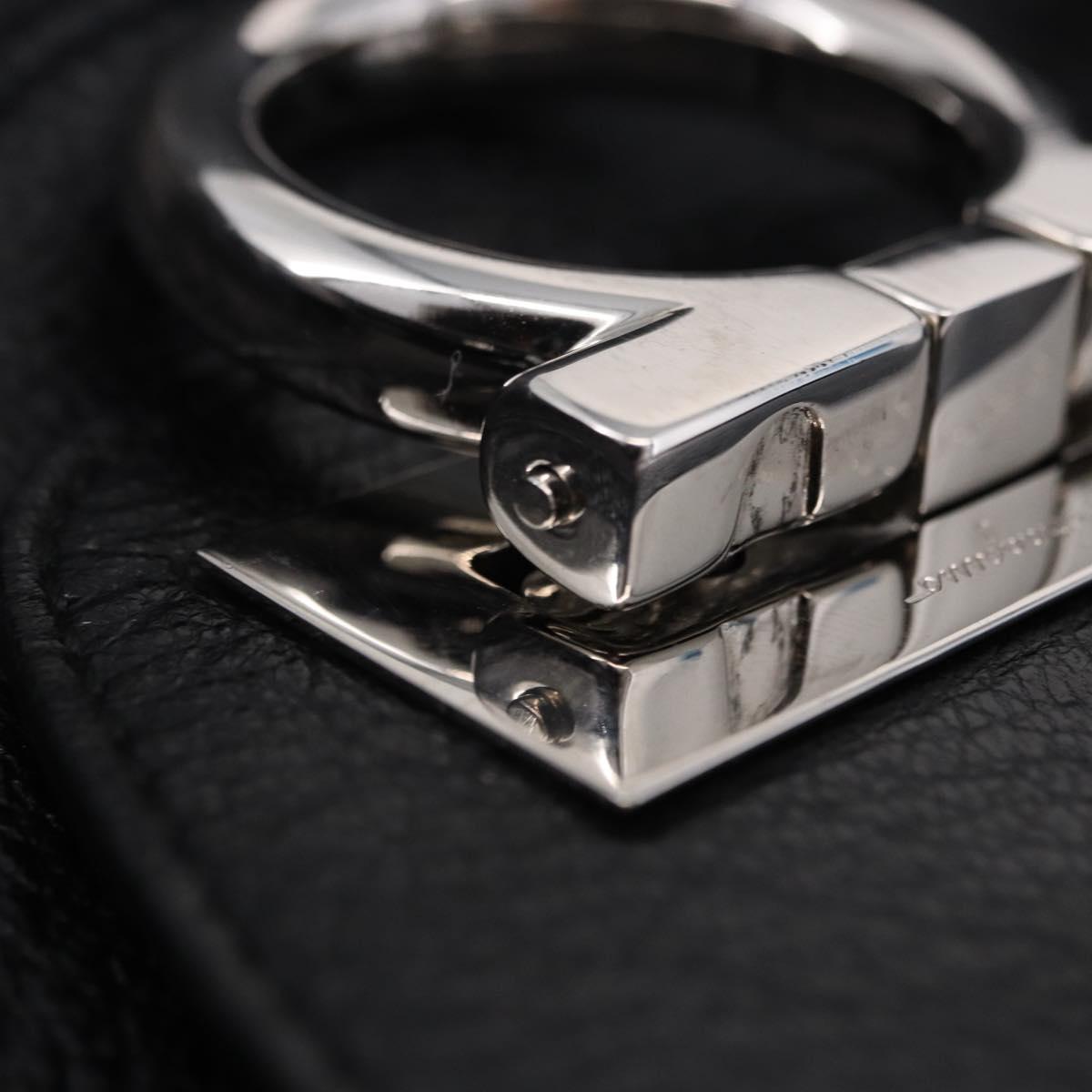 Salvatore Ferragamo Gancini Hand Bag Leather Black Silver Auth 192300A