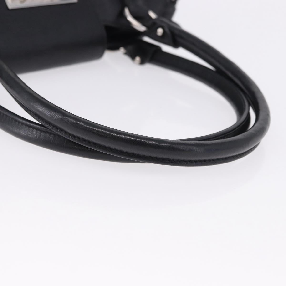 Salvatore Ferragamo Gancini Hand Bag Leather Black Silver Auth 192300A