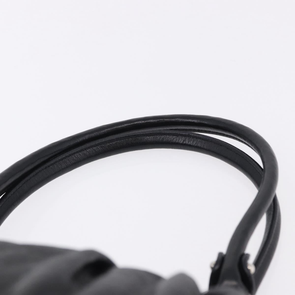 Salvatore Ferragamo Gancini Hand Bag Leather Black Silver Auth 192300A