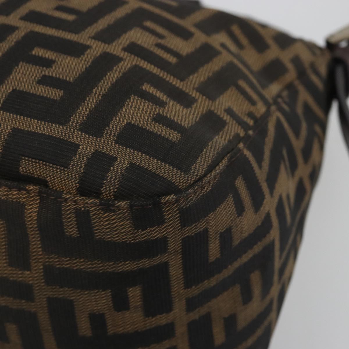 FENDI Zucca Canvas Mamma Baguette Shoulder Bag Brown Black Auth 192302V