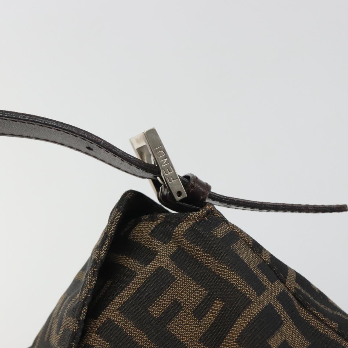 FENDI Zucca Canvas Mamma Baguette Shoulder Bag Brown Black Auth 192302V