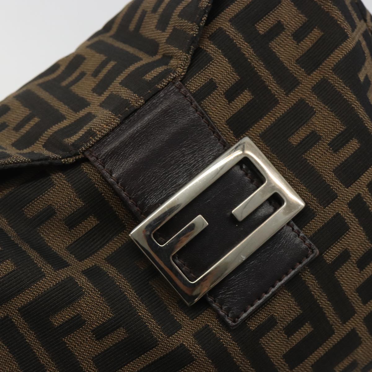 FENDI Zucca Canvas Mamma Baguette Shoulder Bag Brown Black Auth 192302V