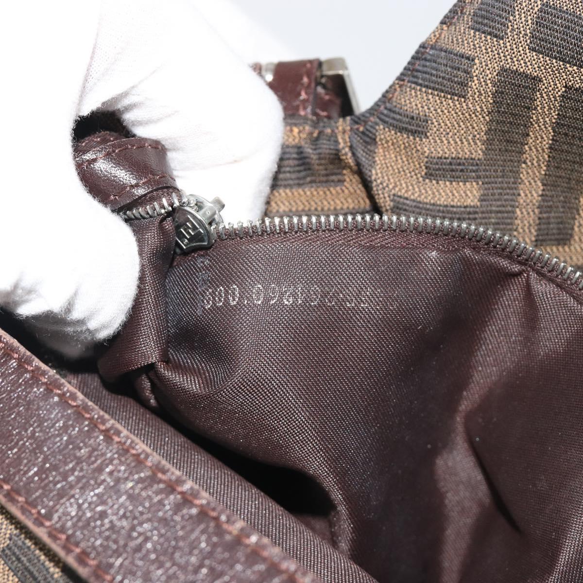 FENDI Zucca Canvas Mamma Baguette Shoulder Bag Brown Black Auth 192302V
