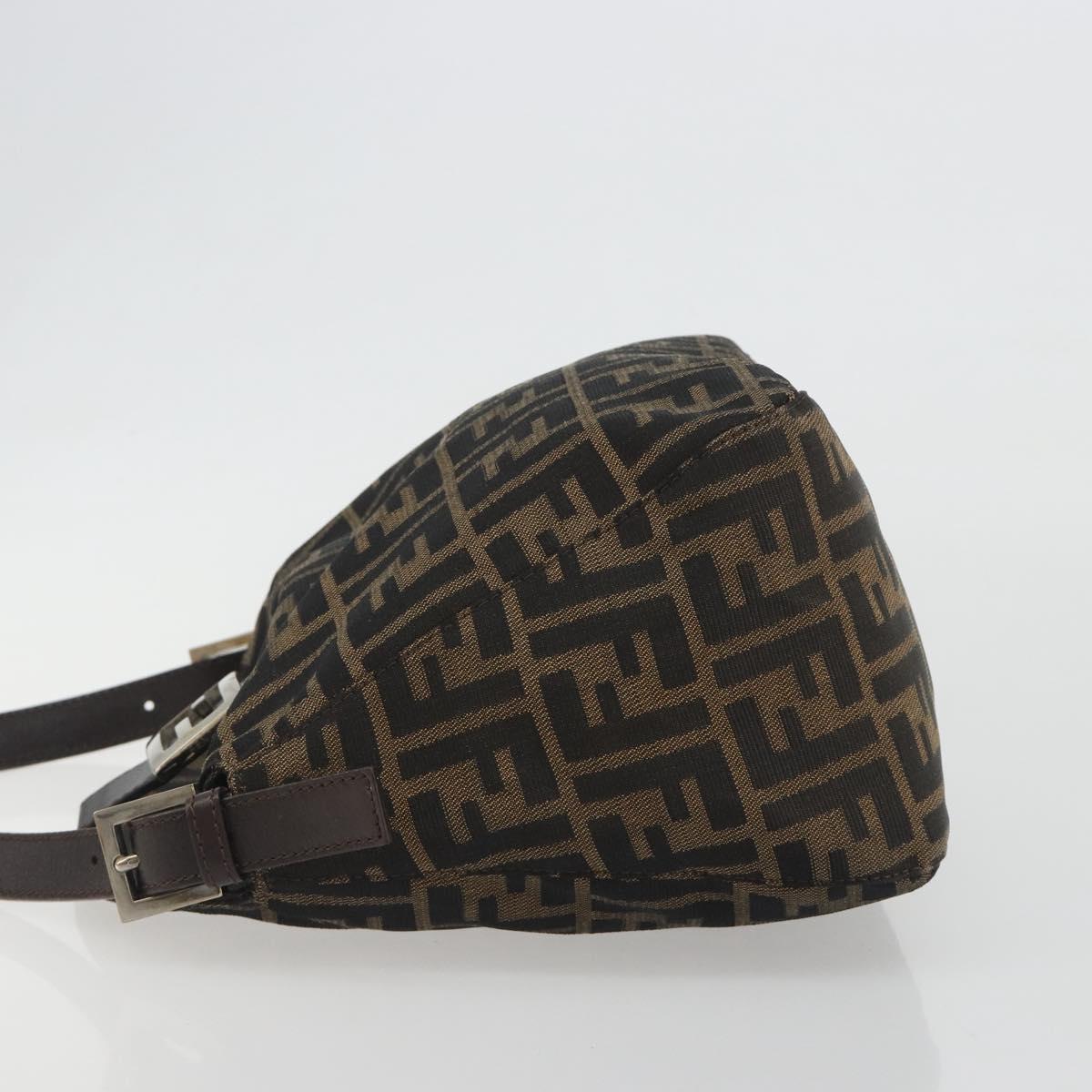 FENDI Zucca Canvas Mamma Baguette Shoulder Bag Brown Black Auth 192302V