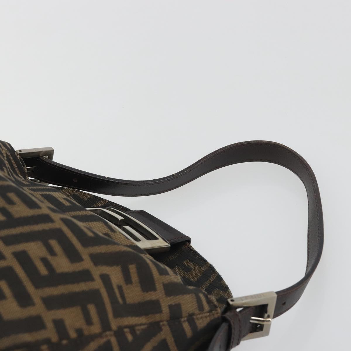 FENDI Zucca Canvas Mamma Baguette Shoulder Bag Brown Black Auth 192302V