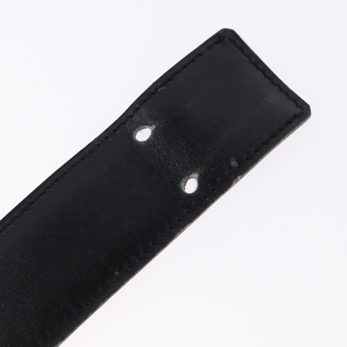 HERMES Constant H Belt Leather 35"" Black Gold Auth 192305