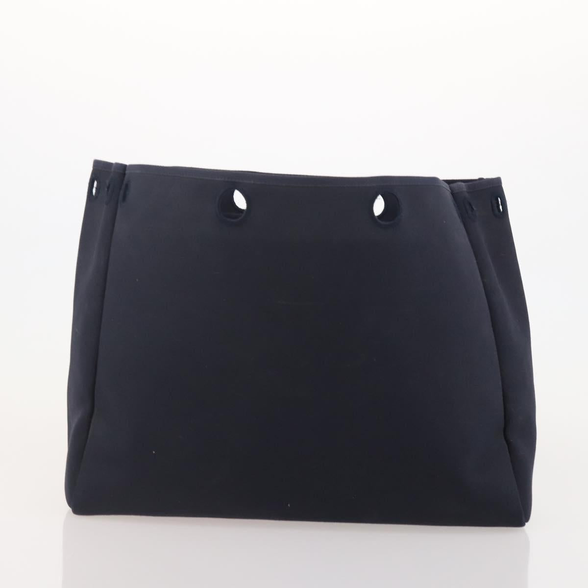 HERMES Herbag Cabas GM Tote Bag Canvas Navy Silver Auth 192310