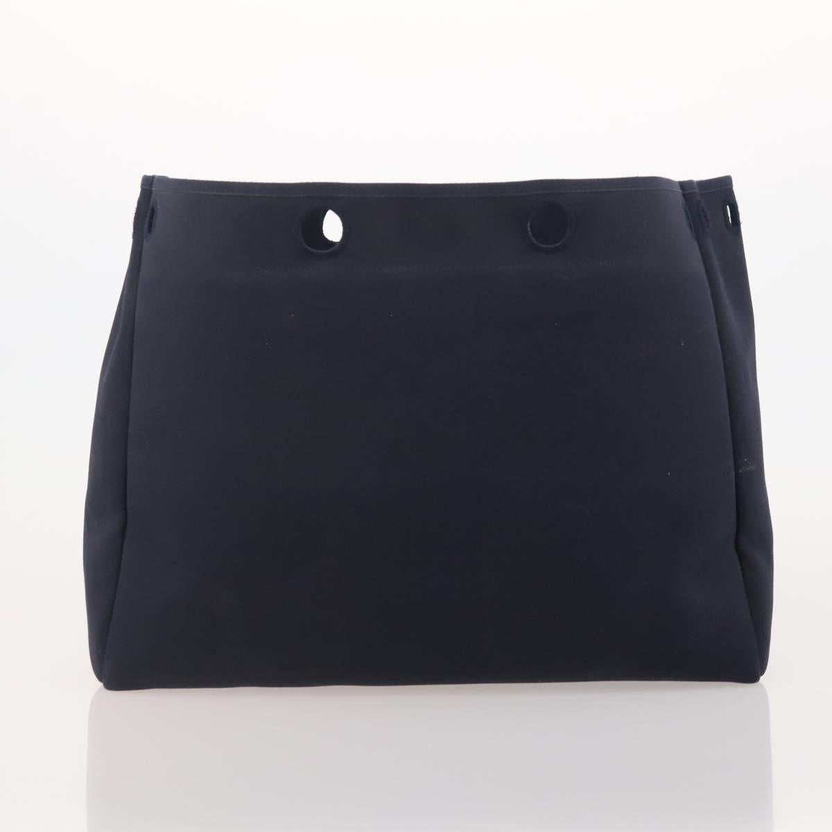 HERMES Herbag Cabas GM Tote Bag Canvas Navy Silver Auth 192310