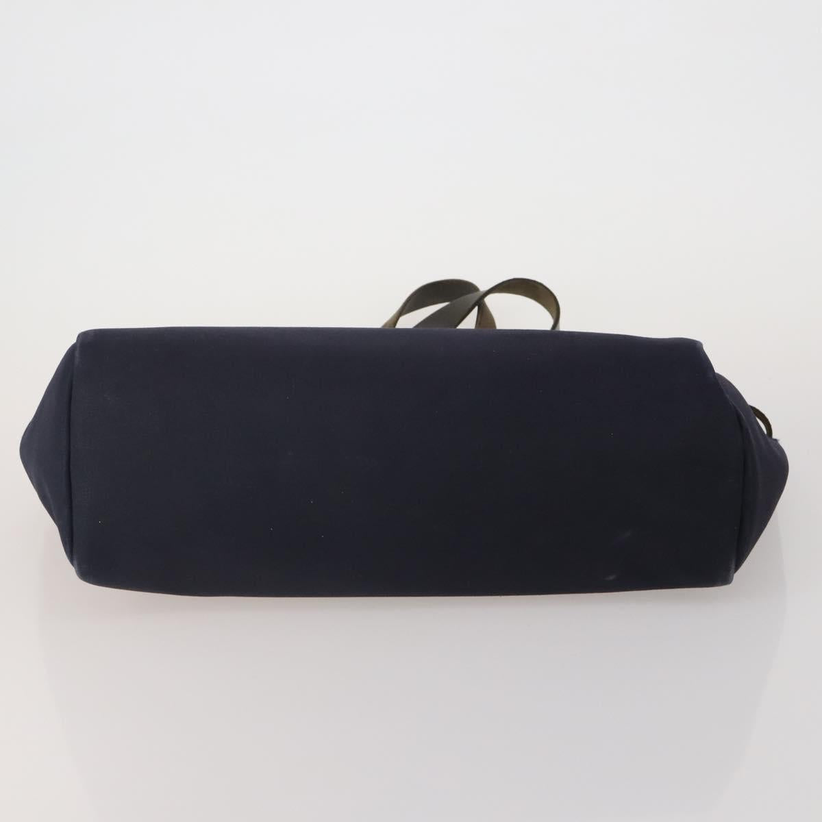 HERMES Herbag Cabas GM Tote Bag Canvas Navy Silver Auth 192310