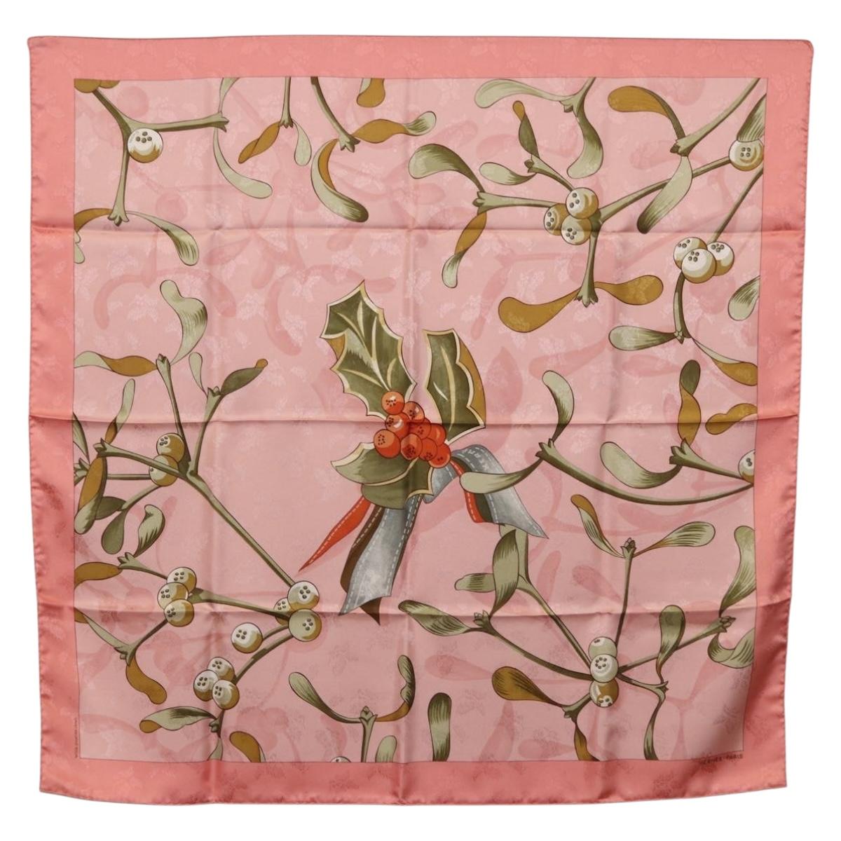 HERMES Carre90 Scarf Silk Pink Green Auth 192370M