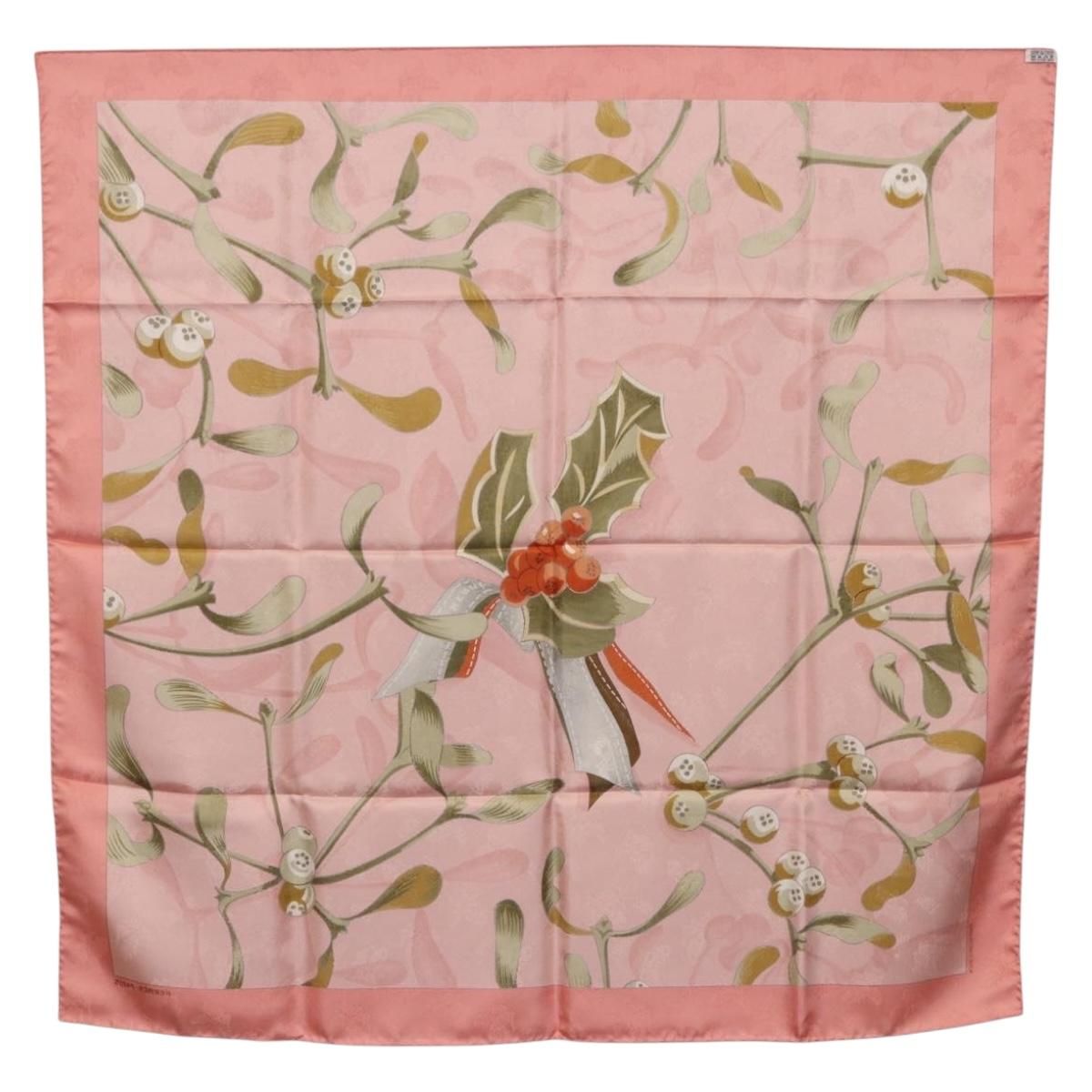 HERMES Carre90 Scarf Silk Pink Green Auth 192370M