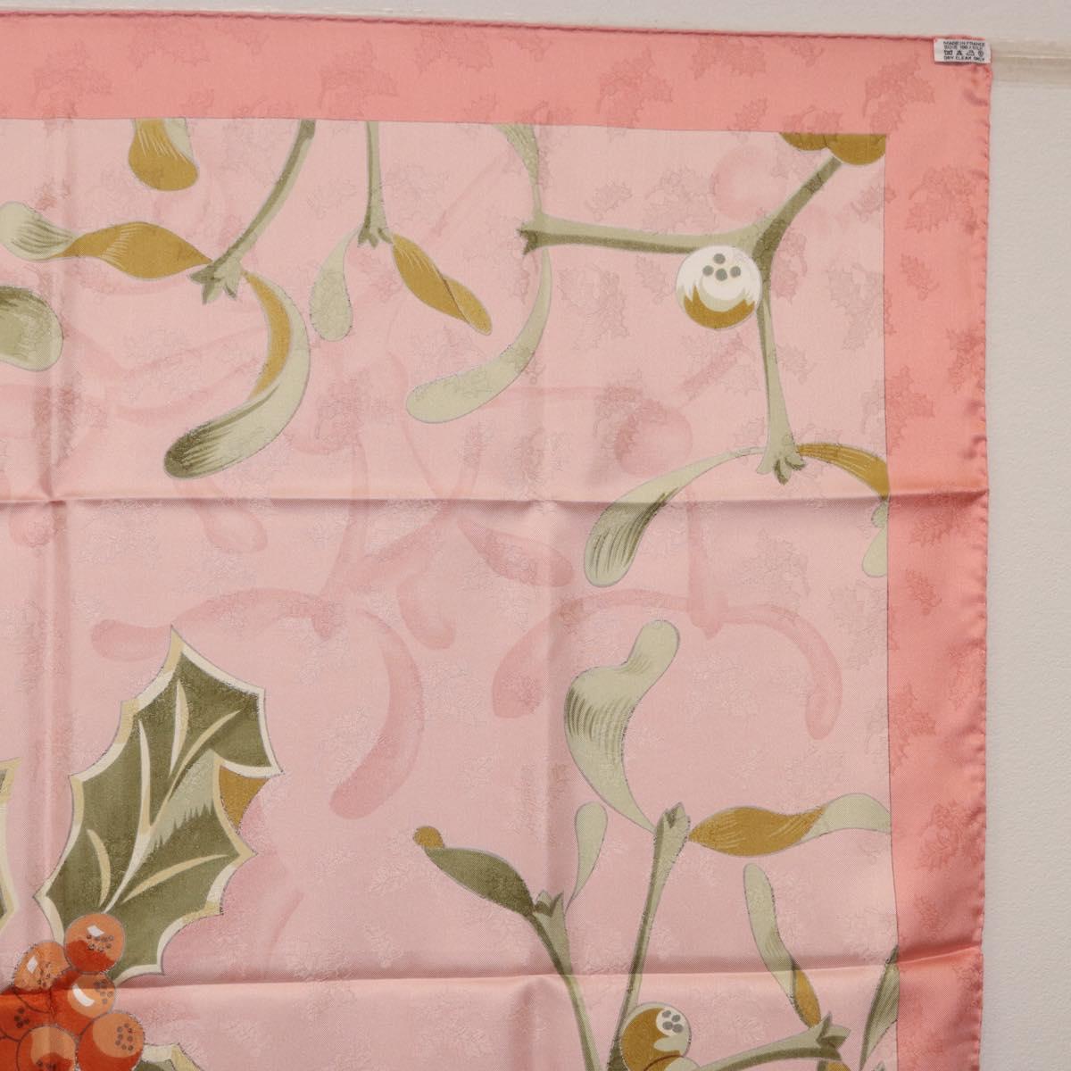HERMES Carre90 Scarf Silk Pink Green Auth 192370M