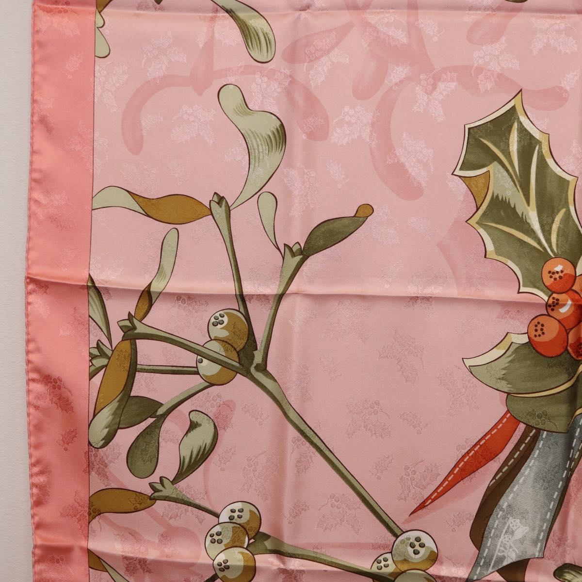 HERMES Carre90 Scarf Silk Pink Green Auth 192370M