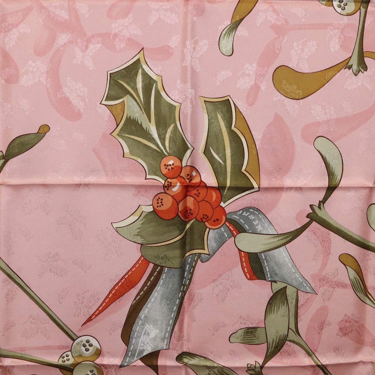 HERMES Carre90 Scarf Silk Pink Green Auth 192370M