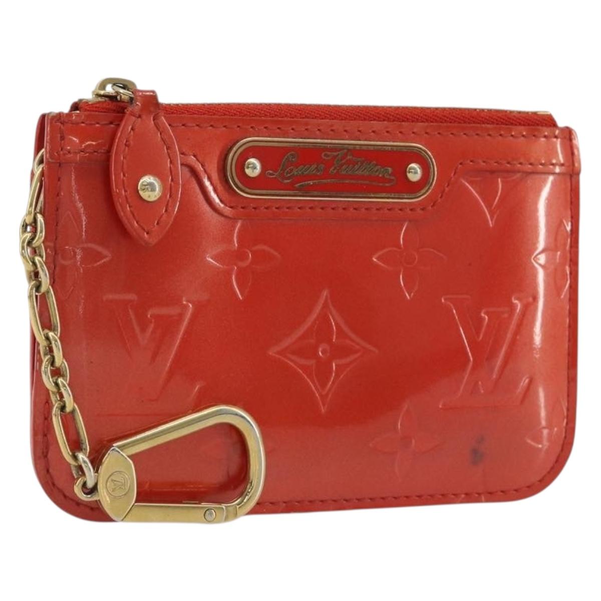 LOUIS VUITTON Vernis Pochette Cles NM Orenge Sunset M93638 LV Auth 192380