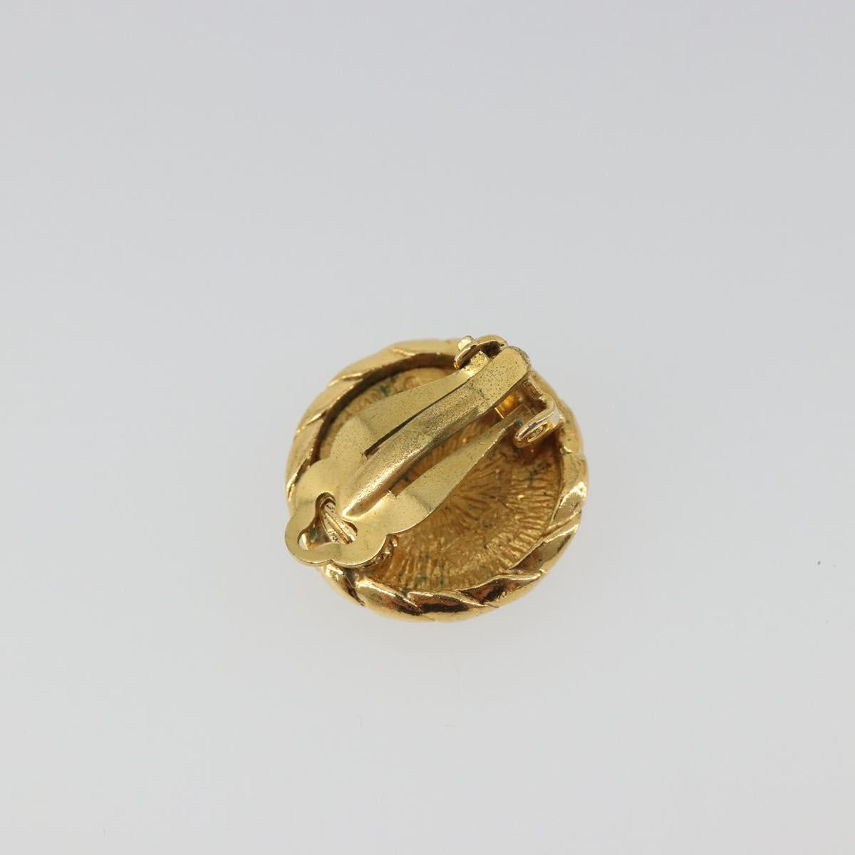 CHANEL COCO Mark Earring Metal Gold Tone CC Auth 192382