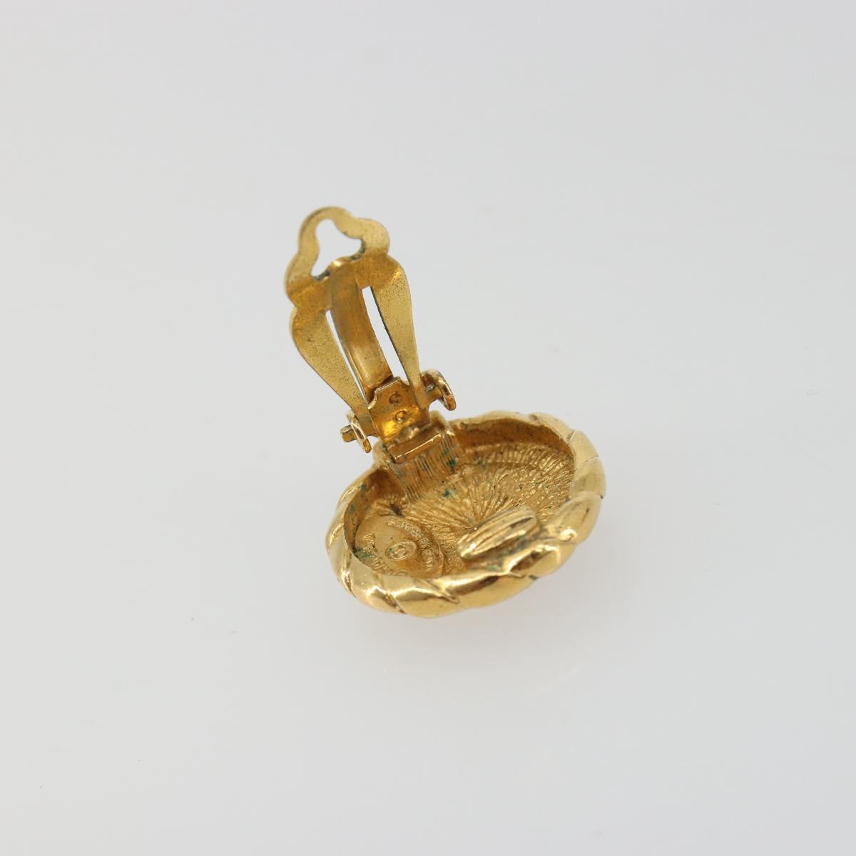 CHANEL COCO Mark Earring Metal Gold Tone CC Auth 192382