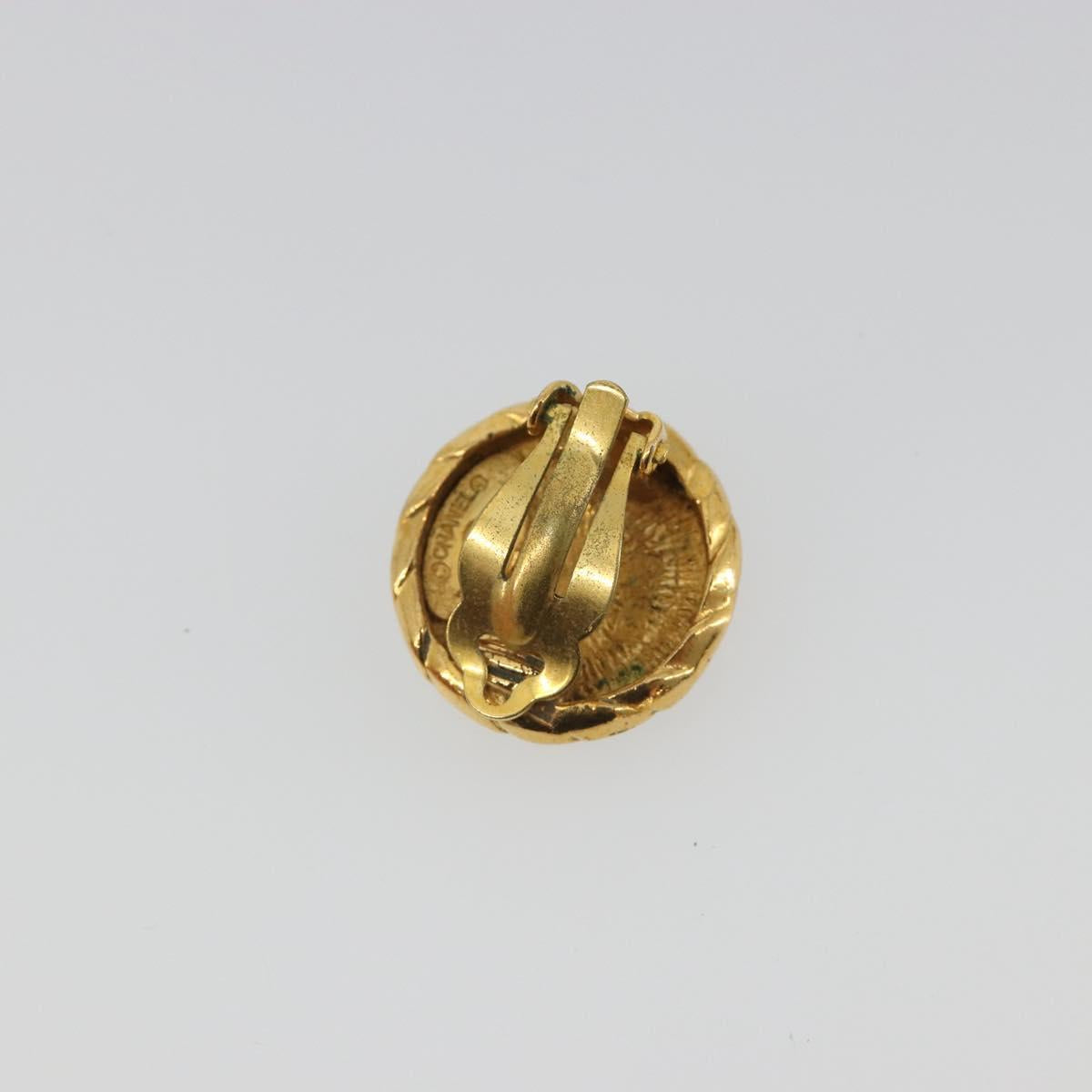 CHANEL COCO Mark Earring Metal Gold Tone CC Auth 192382