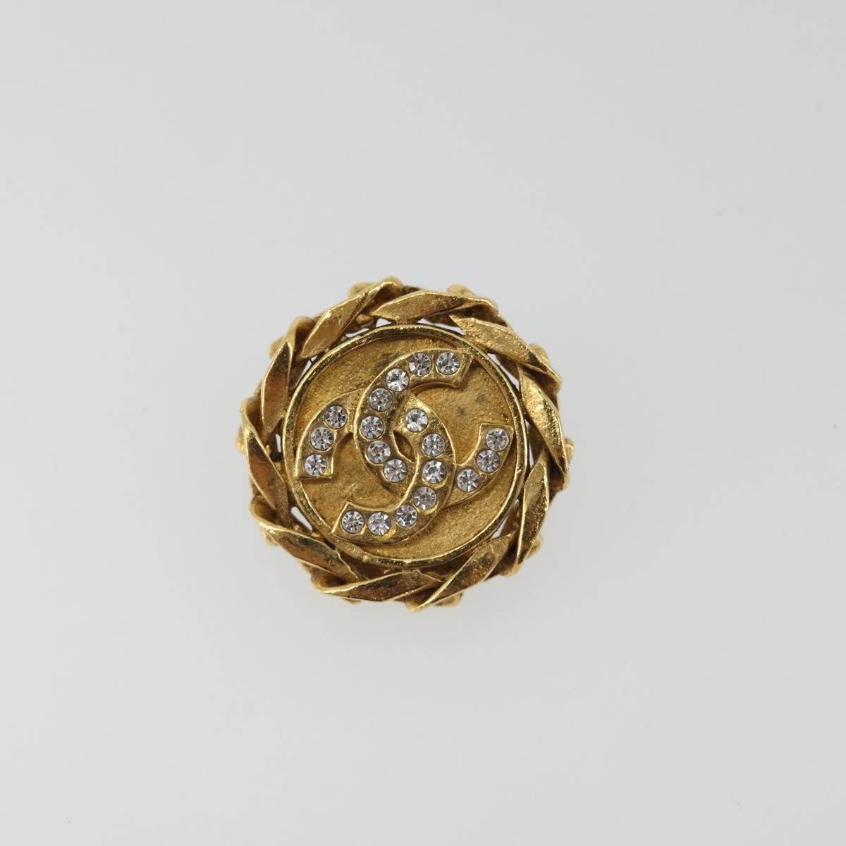 CHANEL COCO Mark Earring Metal Gold Tone CC Auth 192383