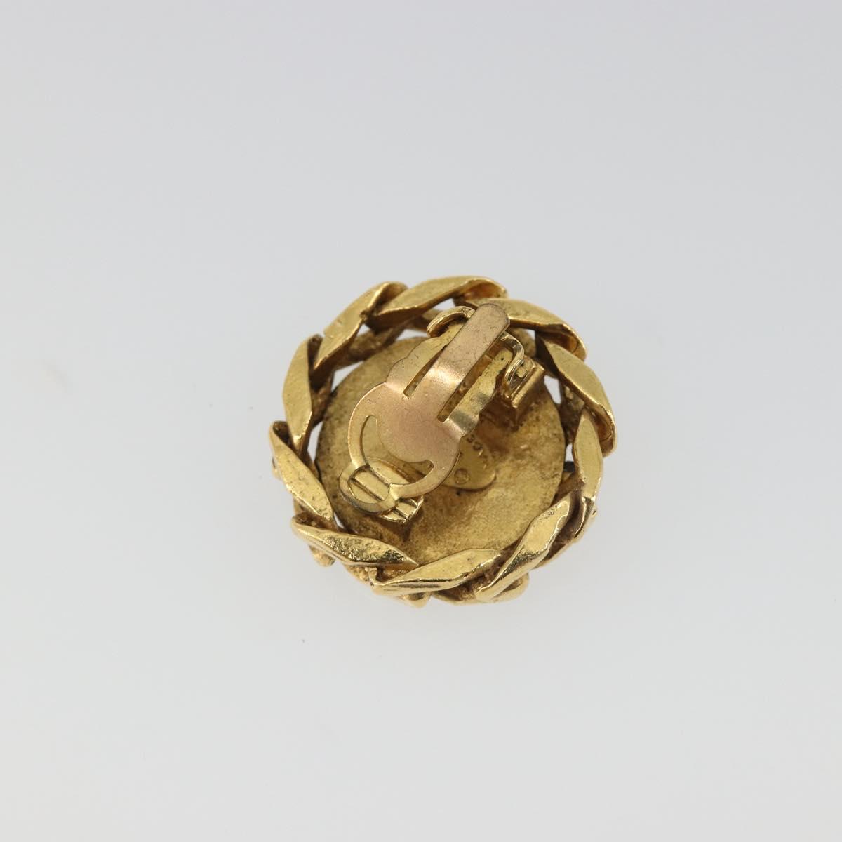 CHANEL COCO Mark Earring Metal Gold Tone CC Auth 192383