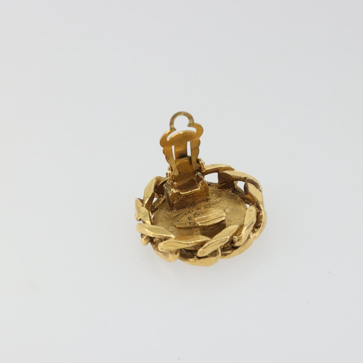 CHANEL COCO Mark Earring Metal Gold Tone CC Auth 192383