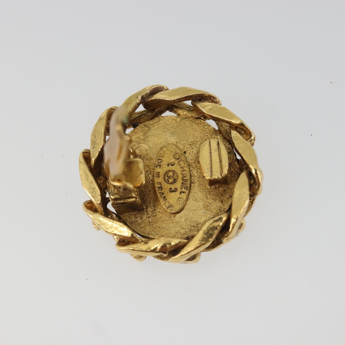 CHANEL COCO Mark Earring Metal Gold Tone CC Auth 192383
