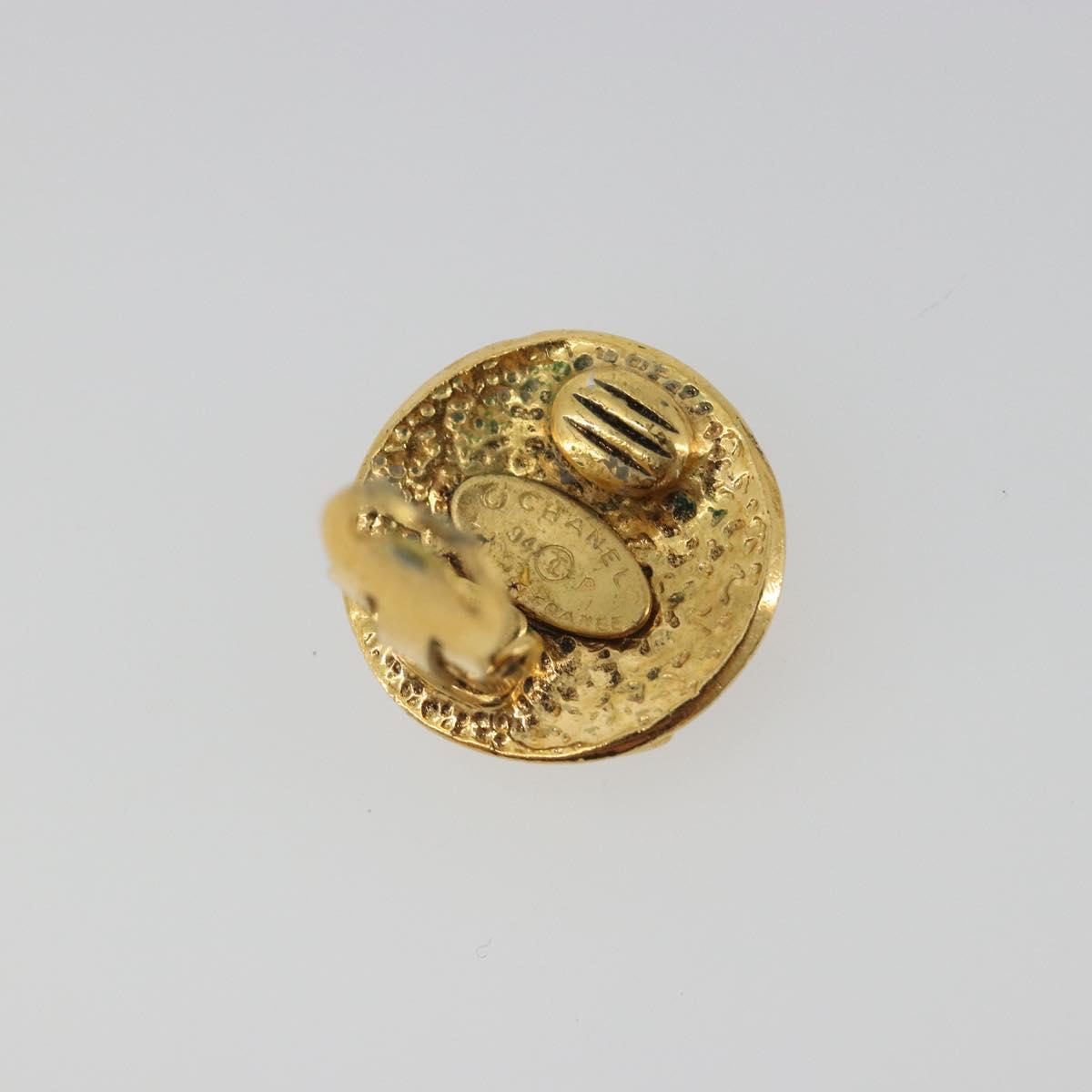 CHANEL COCO Mark Earring Metal Gold Tone CC Auth 192384