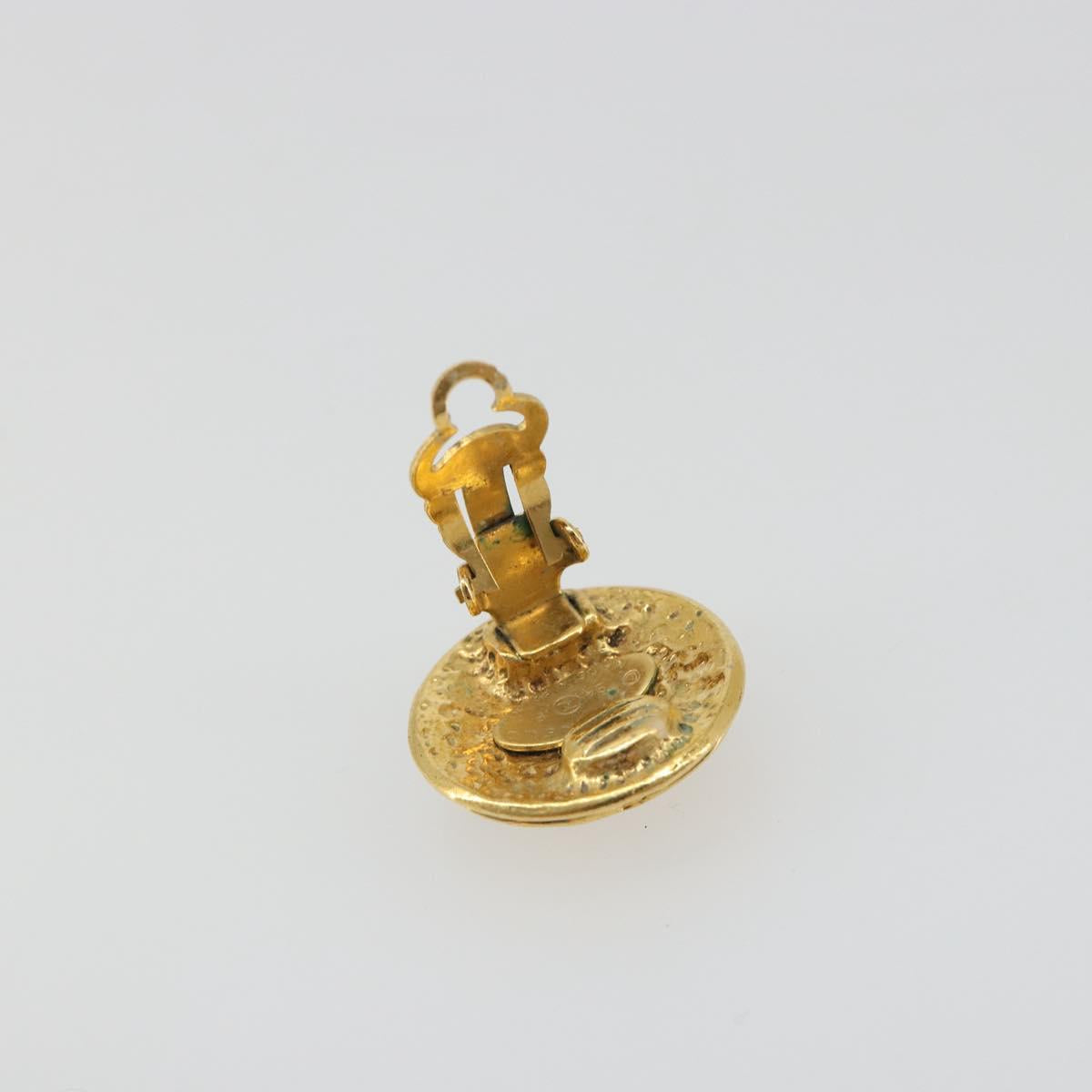 CHANEL COCO Mark Earring Metal Gold Tone CC Auth 192384